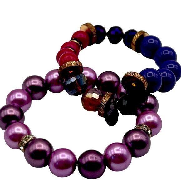 Colorful Beaded Necklace & Bracelet Set Fun Funky and Fabulous Jewelry 12” Nec - Picture 5 of 9